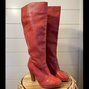 ALDO Red Leather Flosand Boots Size 6